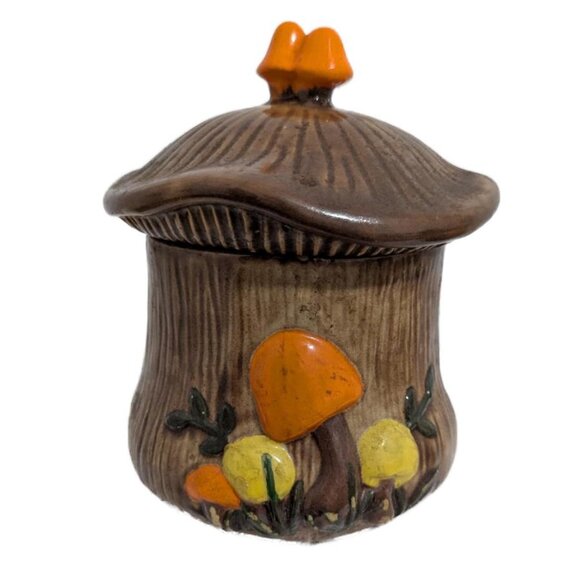 Vintage 1978 Mushroom Kitchen Canister/Small Cookie Jar by Arnel's Ceramics - Picture 1 of 8